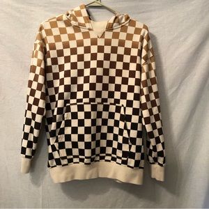 Gap Ombre Checkered Oversized Hooded Sweatshirt - Teen Size 12, Women's XS/S